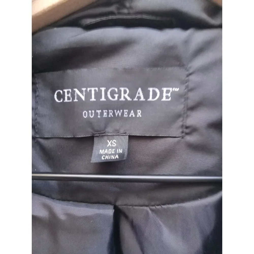 Black Gathered Waist Centrigrade Winter Jacket Xs‎